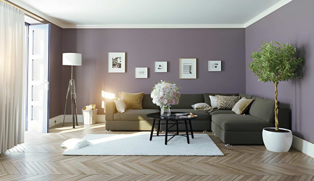 Beautiful home interior with modern painting